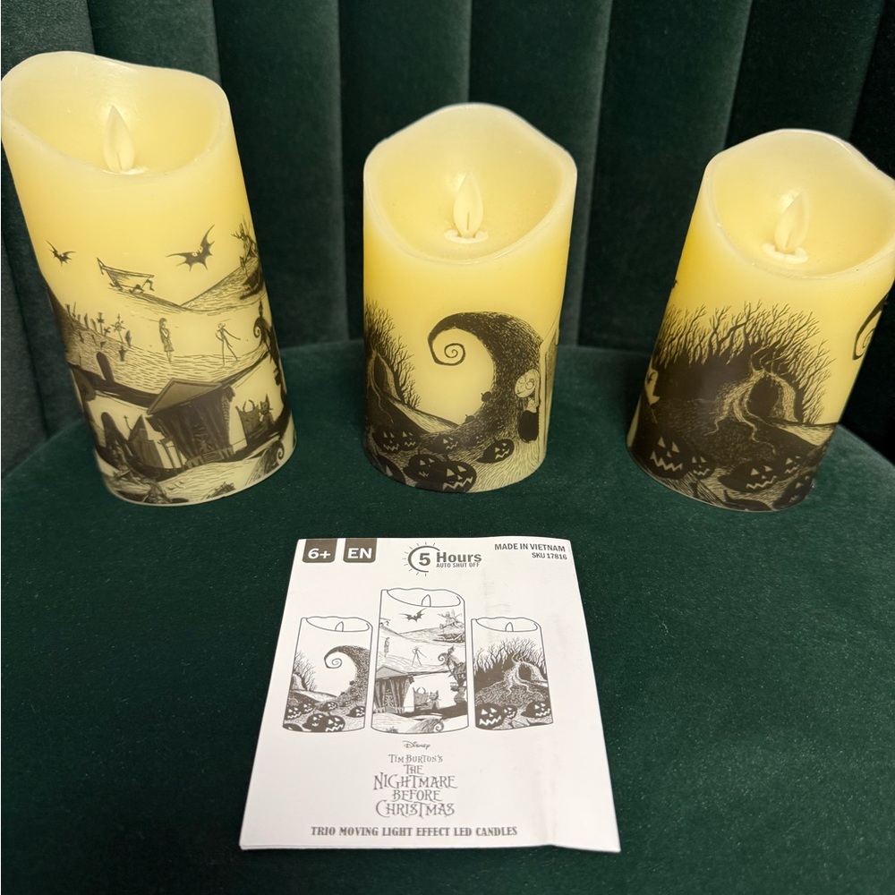 Nightmare Before Christmas Set of 3 LED Flickering Flameless Candles